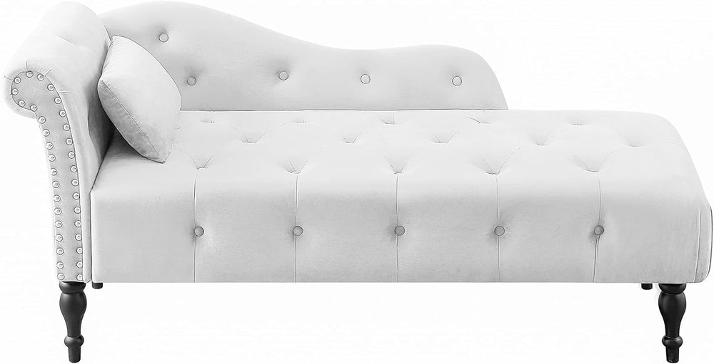 Holaki Velvet Chaise Lounge,Indoor Accent Chaise Chair with Pillow,Button Tuf...