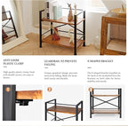 Crofy Rustic Bookshelf, 2 Tier Real Wood Bookshelf, Metal Book Shelf for Storage, Black Bookcase, 12.6" D x 23.62" W x 22.83" H