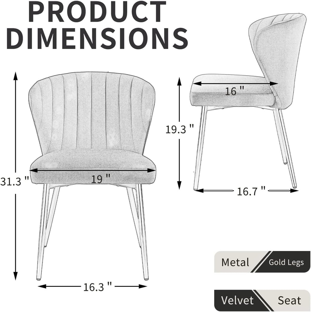 MOJAY Velvet Dining Chairs Set of 2, Modern Upholstered Dining Room Chairs wi...
