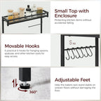 MAHANCRIS Bakers Rack with Storage, Microwave Stand with Paper Holder, Bakers Rack with Power Outlet, Coffee Bar Station with 6 Hooks, for Kitchen, Dining Room, Rustic Brown and Black BRHR36E01