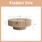 Round Wood Coffee Table for Living Room Modern Rustic Fluted Solid Wood Coffee Table Pedestal Center Table Circle Tea Tables for Apartment Easy Assembly(31.5''Oak Natural)