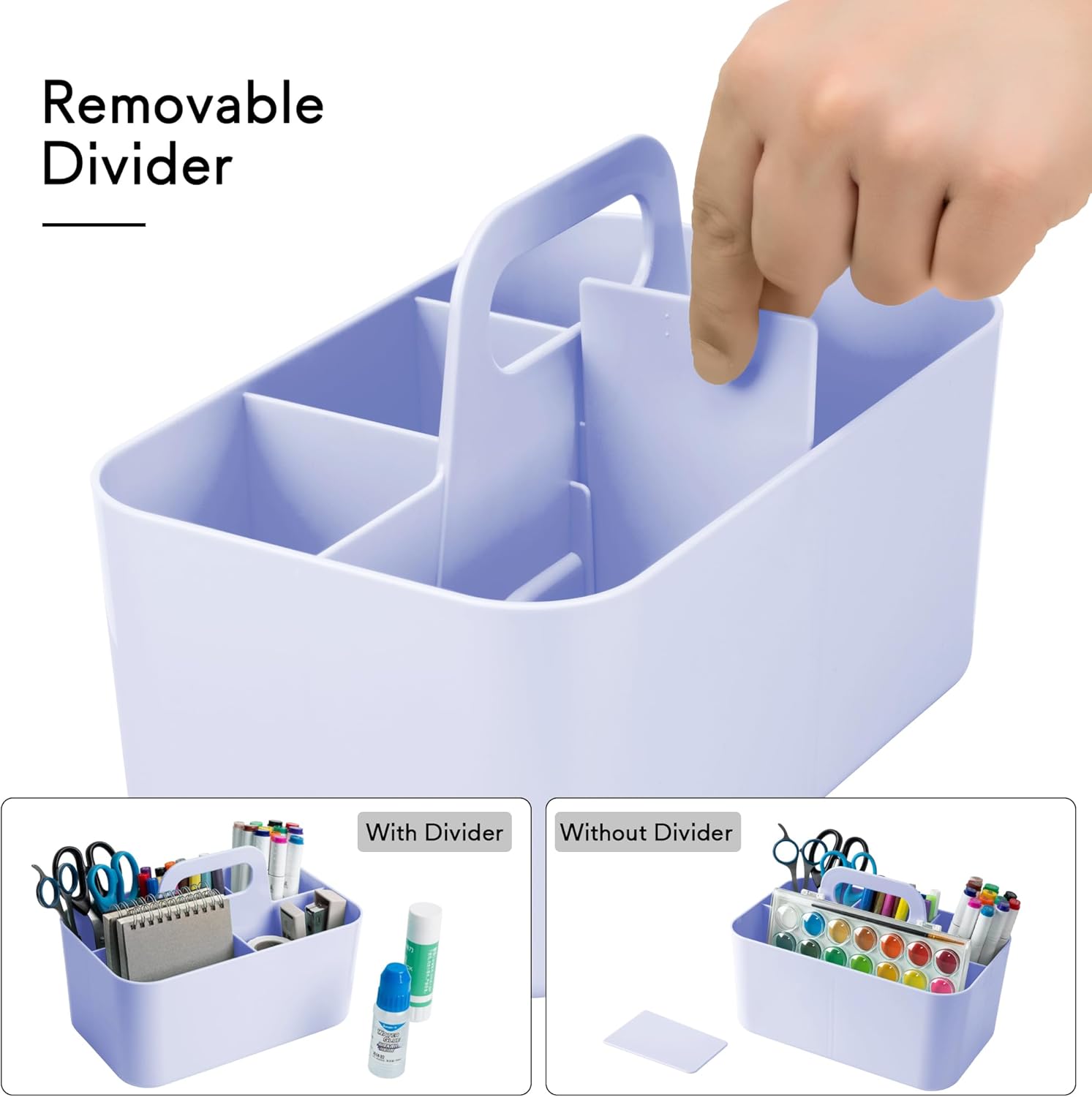 Tiawudi 2 Pack Caddy Organizer with Handle, Portable Plastic Caddy, Storage Organization for Cleaning, Bath, Makeup, Art, Craft, Stationery, Classroom and Office, Tote Organizer