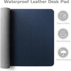 Aothia Leather Desk Pad Protector, Office Desk Mat, Large Mouse Pad, Laptop Desk Pad, Non-Slip PU Leather Desk Blotter, Waterproof Desk Writing Pad for Office and Home (Dark Blue, 55" x 24")