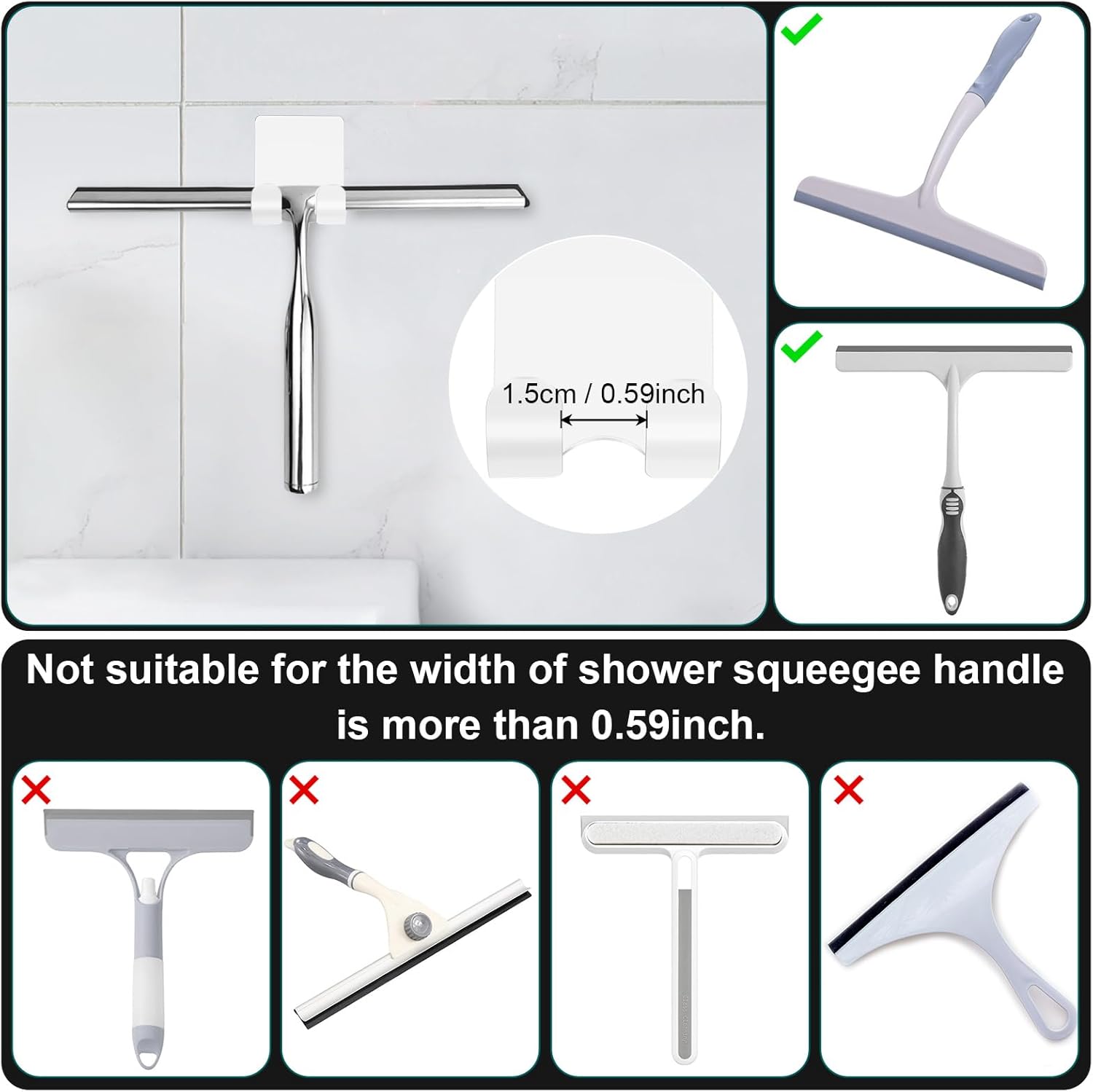 CGBE Razor Holder for Shower, 4 Packs Shaver Holder and 4 Packs Shower Hooks, Self Adhesive Damage Free Wall Hooks for Bathroom - White