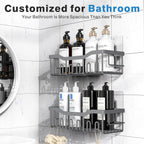 EUDELE Shower Caddy 2 Pack, Adhesive Shower Organizer for Home Decor & Kitchen Storage, No Drilling, Rustproof Stainless Steel Bathroom Shelf Organizer