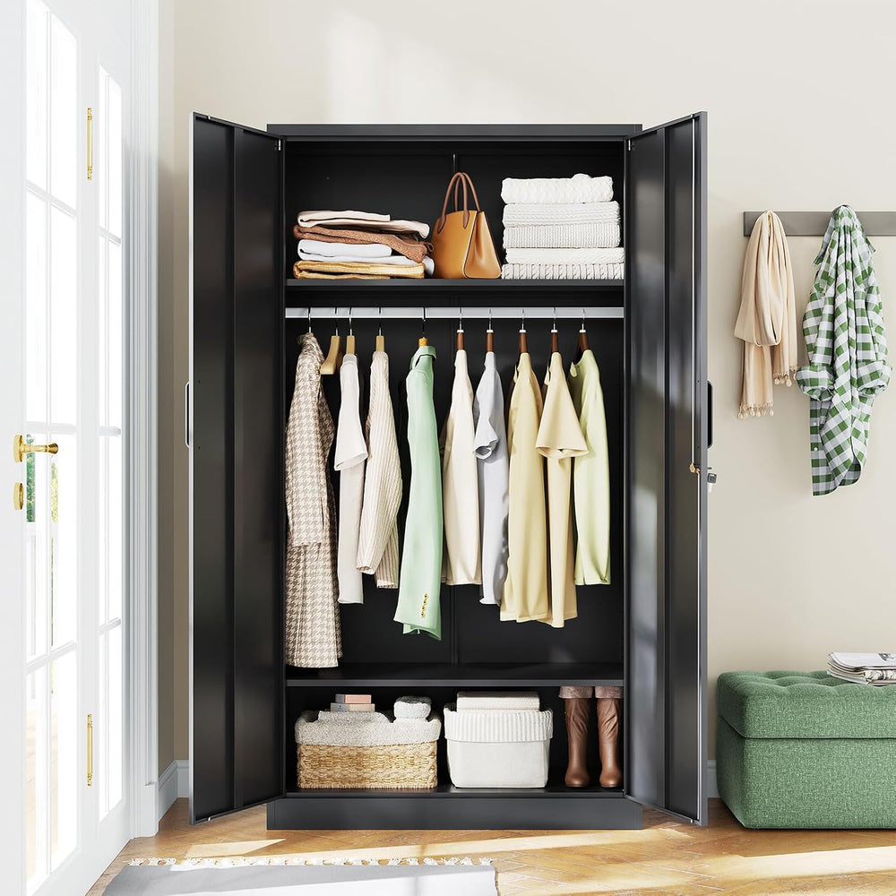 Letaya Metal Wardrobe Cabinets with Lock,Clothing Locker 72" X 36" ...