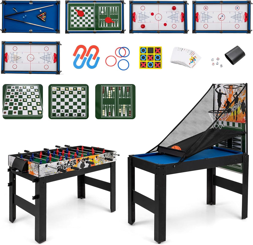 Goplus 14-in-1 Multi Game Table, Combo Game Table w/Foosball, Air Hockey, Poo...