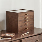 CHOSIN Black Walnut Wooden Jewelry Box Women large 5 Level Drawer Organizer Box with Glass Lid for Necklaces Watch Necklace Ring Earring Storage Christmas Gifts