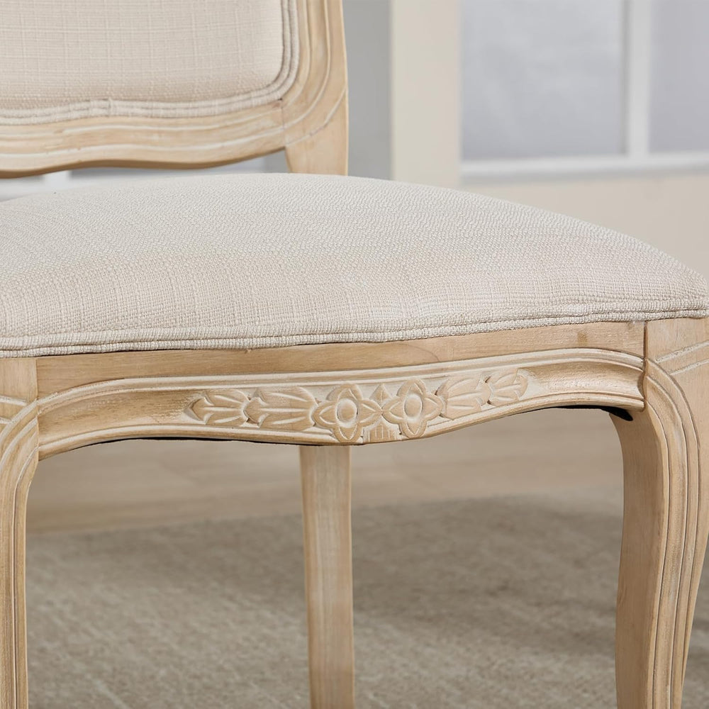 Kmax French Dining Chairs Set of 2, Farbric Upholstered Dining Chairs with El...