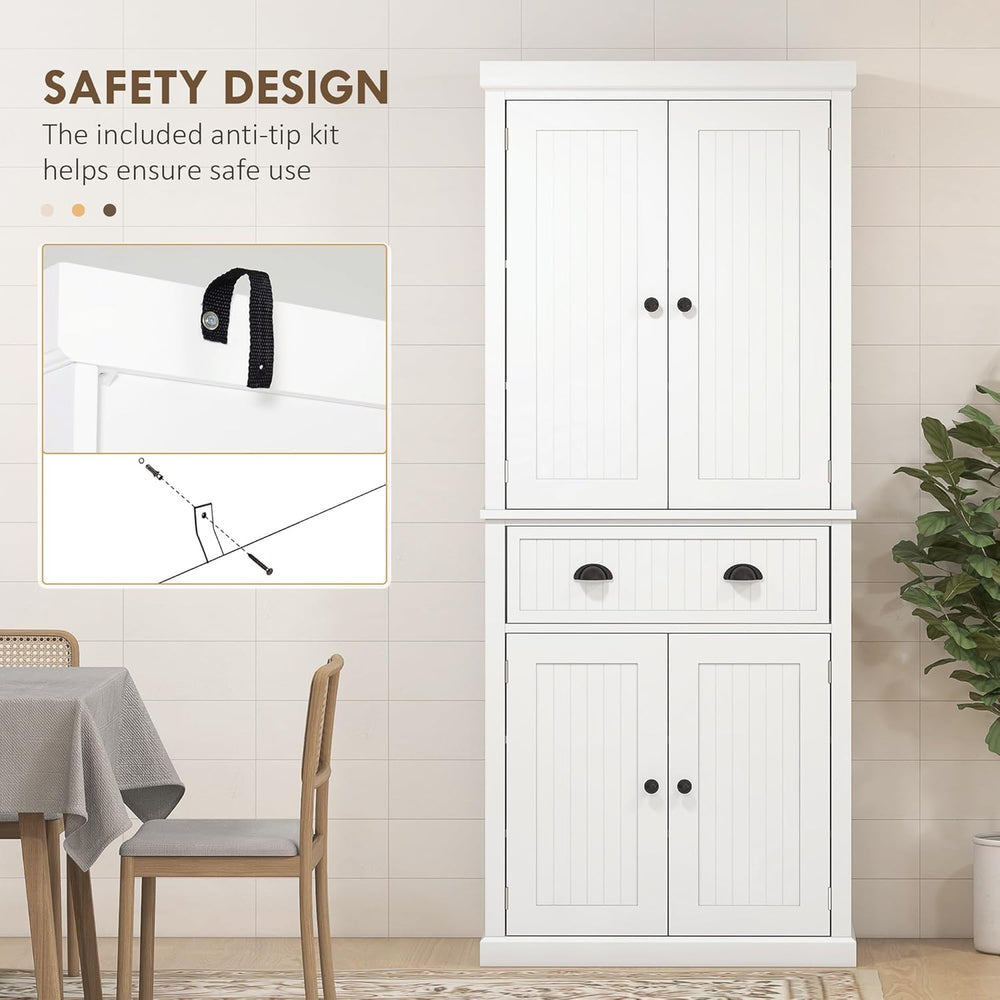 72" Farmhouse Kitchen Pantry Cabinet with Drawer and Adjustable Shelves ...