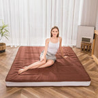 MAXYOYO Futon Mattress, Japanese Floor Mattress Full Size, Quilted Bed Mattress Topper, Extra Thick Folding Sleeping Pad Breathable Floor Lounger Guest Bed for Camping Couch, Coffee