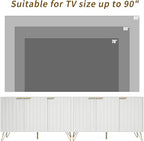 TV Stand for 90 inch TV Modern Entertainment Center Cabinet with 6 Doors Wood Media Console Storage Cabinets for Living Room Bedroom, White