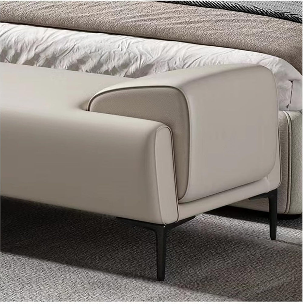 Modern Upholstered Ottoman - End of Bed Stool for Makeup and Bedroom of, Leat...