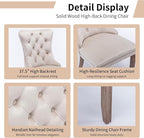 Modern Dining Chairs Set of 6, Tufted Upholstered Dining Chair with Solid Wood Legs, Beige Velvet Accent Chair, Sillas de Comedor, 6 Dining Chairs (Beige, Velvet, 6Pcs)