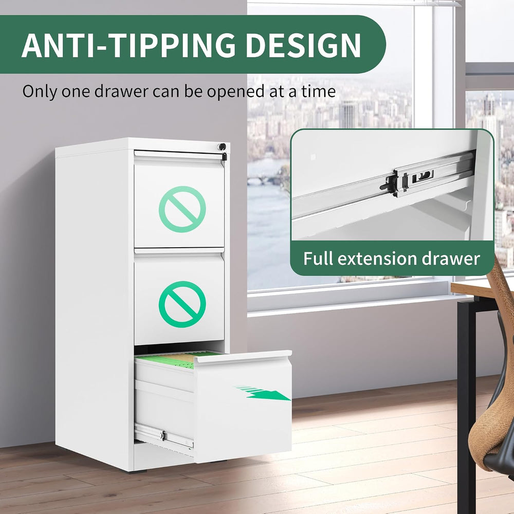 3 Drawer File Cabinet, Vertical File Cabinets with Lock for Home Office,Heavy...