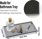 FREELOVE Concrete Countertop and Vanity Tray – Small Soap Dispenser Bottles Makeup Organizer Perfume Candle Key Trinket Ring Holder for Bathroom Toilet Tank Kitchen Sink, Grey, Rectangle 5.3''X11''