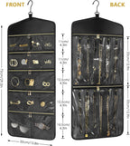 CHICECO Travel Jewelry Holder Organizer,Hanging Jewelry Organizer Storage With Zippered Pockets for Cloest,Wall,Door,Jewelry Holder for Earrings, Necklaces（Upgrade Black）