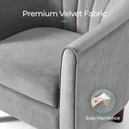 LINSY Accent Chair with Ottoman, Modern Armchair Comfy Barrel Reading Chair with Footrest for Living Room Bedroom Reading Room, Velvet, Light Grey