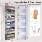 WishJazz Over The Door Organizer 6 Tiers, 50 lbs Tear Resistant Anti-Tilt Behind Door Storage, Door Hanging Organizer for Closet, Nursery, Bedroom, Bathroom, Diaper Organizer, Room storage