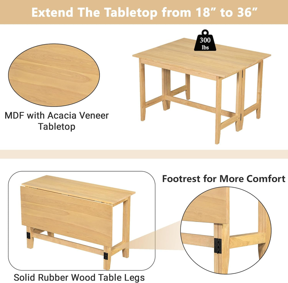 Merax Farmhouse Wood Extendable Dining Table with Drop Leaf for Small Places,...