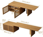 XEW Extendable TV Stand with Storage and Shelves, Wood Entertainment Center for 55+ Inch TV, Modern TV Console, Minimalist Media Console for Living Room, Bedroom-Wood (Extendable: 60.6"-84.3")