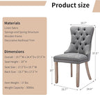 Modern Dining Chairs Set of 6, Tufted Upholstered Dining Chairs with Solid Wood Legs, Grey Linen Fabric Kitchen Chair, Sillas de Comedor, Comfy Kitchen Chair (Gray, Linen, 6Pcs)
