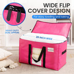 TAILI 2 Pack Pink Extra Large Moving Bags, Heavy Duty Totes with Visible Window, Wrap Around Handles, Space-Saving Storage, Alternative to Moving Boxes