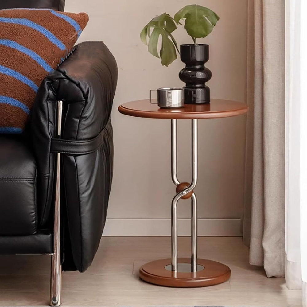 Chinese retro style solid wood Round Sofa Side Table,Bar Pub Small Coffee Tab...