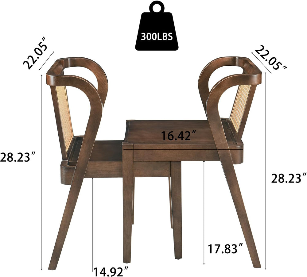 3-Piece Modern Dining Set with Stackable Dining Chairs, Solid Wood Square Tab...
