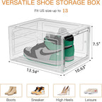 Upgraded Clear Shoe Storage Boxes Stackable 9 Pack Shoe Organizer for Closet, Drop Front Shoe Boxes with Magnetic Door, Shoe Sneaker Display Case, Shoe Storage Organizer, Fit US Size up to 13