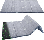 MeMoreCool Foldable Kids Floor Mattress, Play Mat Muscle Mat Large 6x4 FT, Thicken Foam Tatami Futon Mattress for Children Play Area, Sleeping Crawling Pad for Playroom, Grey Star