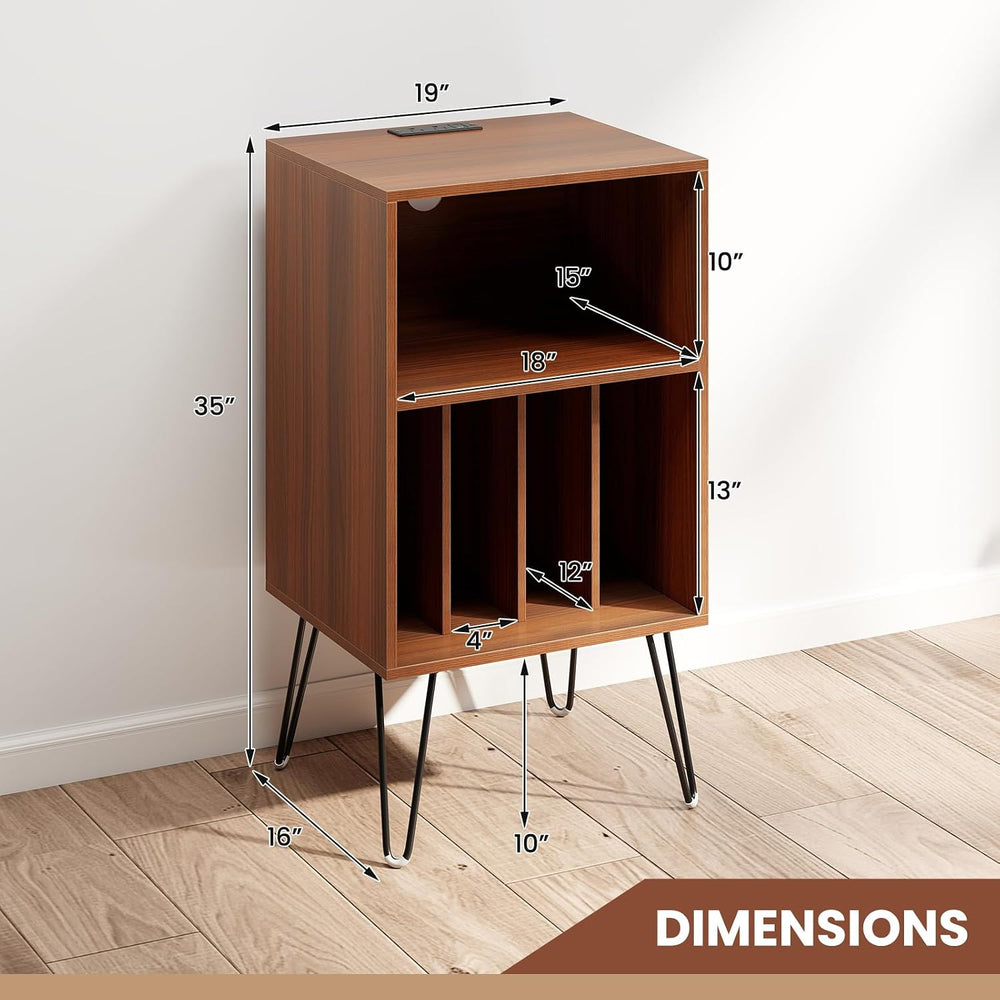 LOKO Record Player Stand with Charging Station, Turntable Stand with Vinyl St...