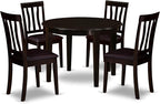 East West Furniture BOAN5-CAP-LC 5 Piece Dining Set Includes a Round Dinner Table and 4 Faux Leather Kitchen Dining Chairs, 42x42 Inch, Cappuccino
