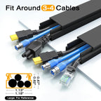 Delamu 157in Cord Hider, Cord Cover Wall Cable Management, Paintable Wire Cover for Cords, Cable Hider Raceway Kit, Cable Cover Concealer, Wire Hiders for TV on Wall, 10 X L15.7 W1.18 H0.6in, Black