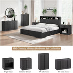 Fluted Dresser for Bedroom, 47" Wide 6 Drawer Dresser, Modern Chest of Drawers with Solid Wood Handle, Curved Profile Design, Wood Dressers Storage Organizer, Living Room, Hallway, Black