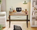 ODK 32 Inches Small Desk for Home Office, Computer Study Table for Small Spaces, Writing Desk with Headphone Hooks, Vintage