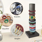 Novel Box Silver Leatherette Vertical Bracelet/Bangle Display Tower - Jewelry Organizer Tower Stands for Bracelet Displays - Hair Tie Bangle Bracelet Watch Scrunchie Holder for Selling or Personal Use