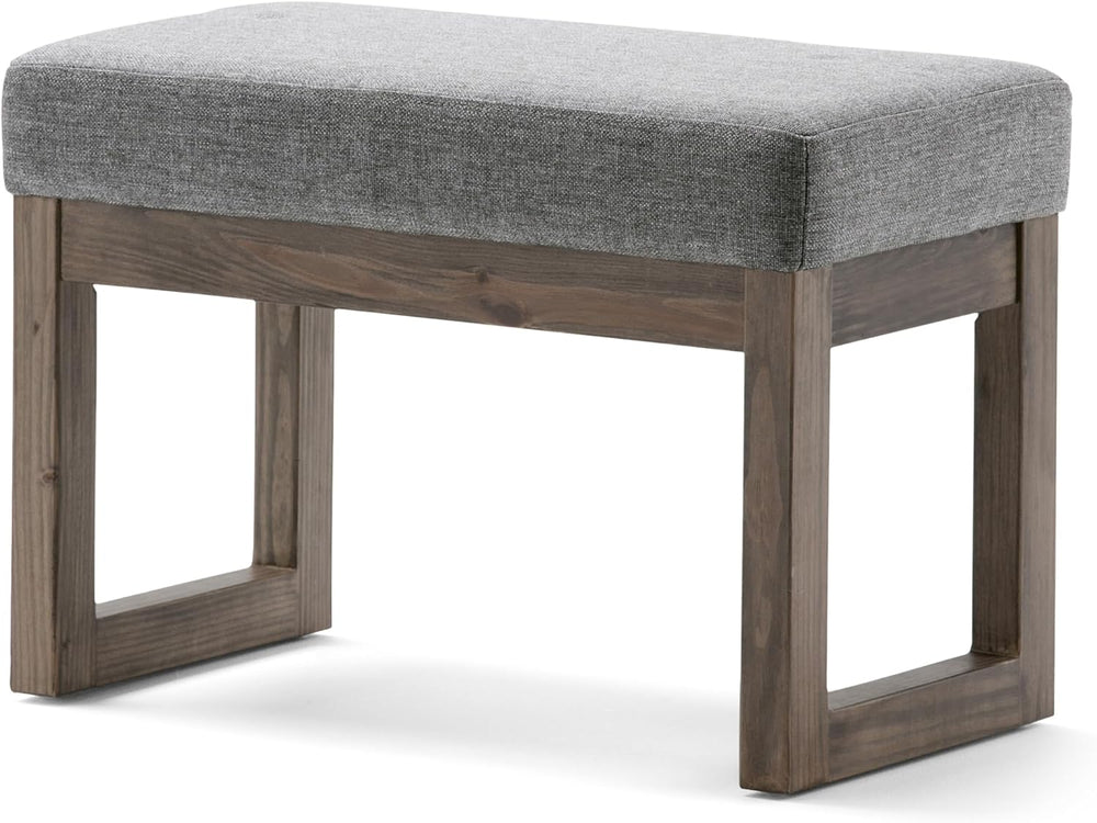 SIMPLIHOME Milltown 27" Wide Linen Look Rectangle Ottoman in Grey | Cont...
