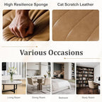 Dining Chairs Set of 8, Leather Modern Kitchen & Dining Room Chairs, Comfortable Upholstered Kitchen Chairs with Metal Legs Armless Side Chairs for Living Room Bedroom Restaurant Cafe, Brown