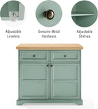 Crosley Furniture Holbrook Traditional Kitchen Island Breakfast Bar Table with Counter-Height Seating, Distressed Seafoam Blue