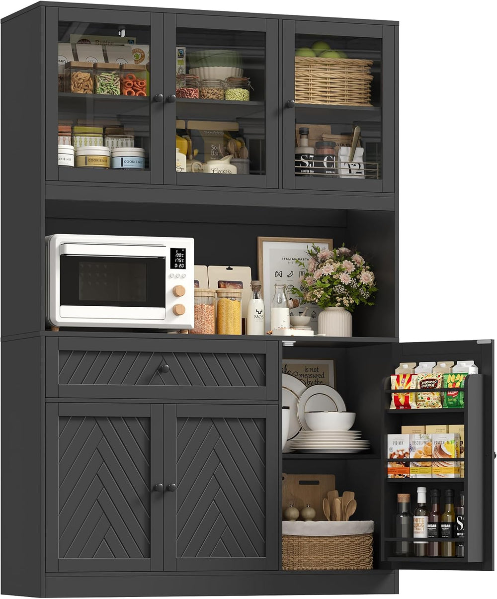 BOTLOG 72” Tall Kitchen Pantry Storage Cabinet, Modern White Kitchen Hutch wi...