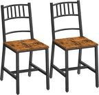 HOOBRO Kitchen Chairs Set of 2, Wooden Dining Room Chairs with Metal Frame, Dining Chairs with Back, Easy to Assemble, Farmhouse Dining Chairs for Kitchen, Living Room, Rustic Brown and Black BF39CD01