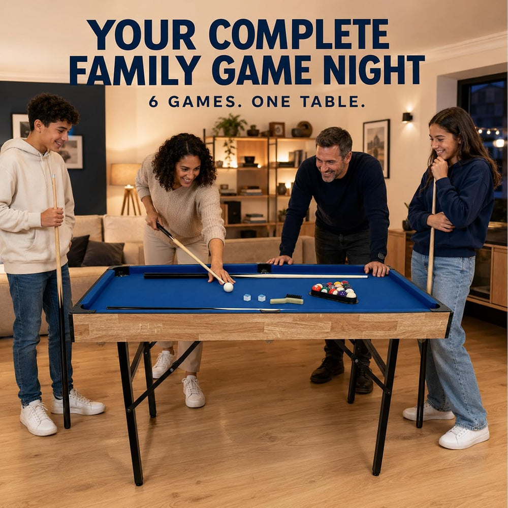 6 in 1 Multi Game Table Folding Pool Table, Billiard, Hockey, Table Tennis, B...