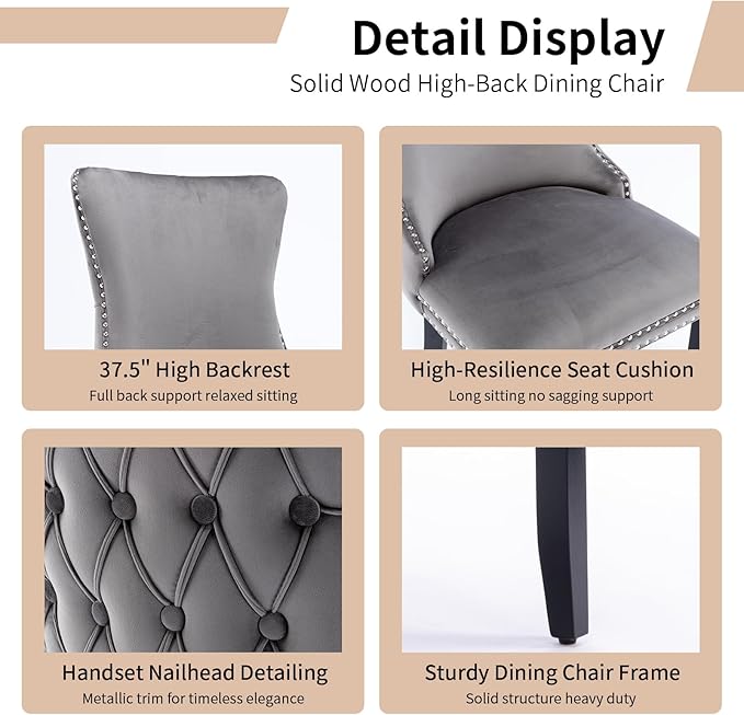 Modern Dining Chairs Set of 6, Upholstered Dining Chair with Full Back and Bu...