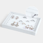 Valyria Velvet 7 Slots Ring Earrings Trays Showcase Display Jewelry Organizer (White)