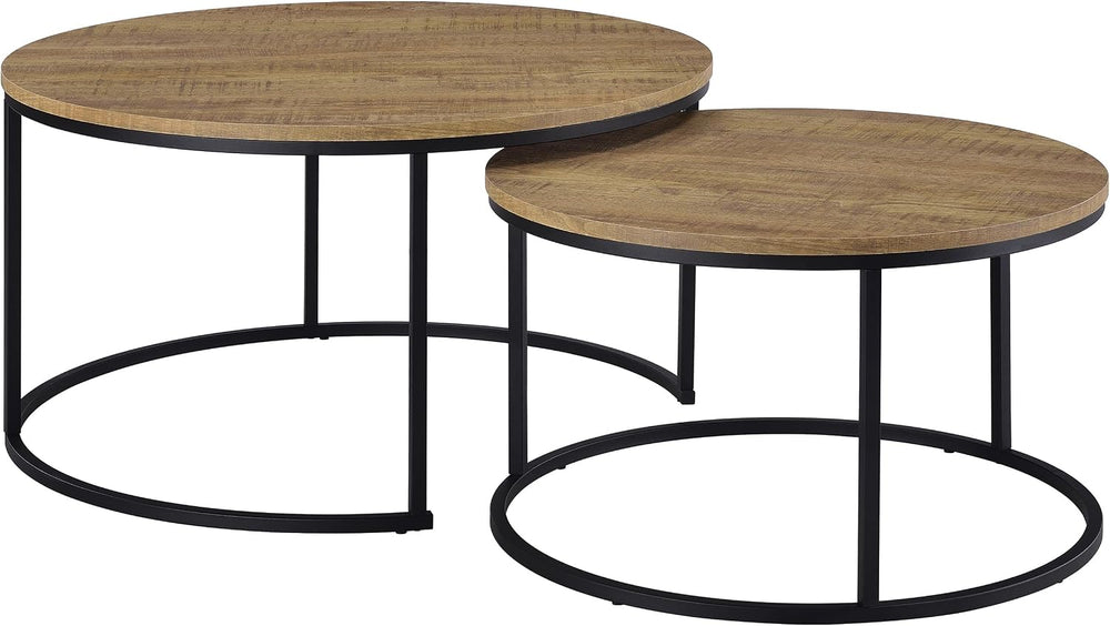 35" Textured Mango Wood Nesting End Table, Nesting End Tables with Open ...