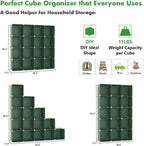 C&AHOME Cube Storage Organizer, 16-Cube Shelves Units, Plastic Storage Cubes, DIY Closet Organizer, Modular Closet Storage Shelves Ideal for Home, Bedroom, 48.4" L × 12.4" W × 48.4" H Green UPCS16GN