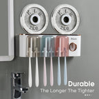 iHave Toothbrush Holders Bathroom Accessories with Toothpaste Dispenser, 3 Cups Toothbrush Holder Wall Mounted Bathroom Decor
