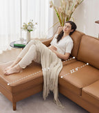 88" L-Shape Sofa, Faux Leather Sectional Couch, Mid Century Modern Couches with Solid Wood Frame for Living Room Bedroom