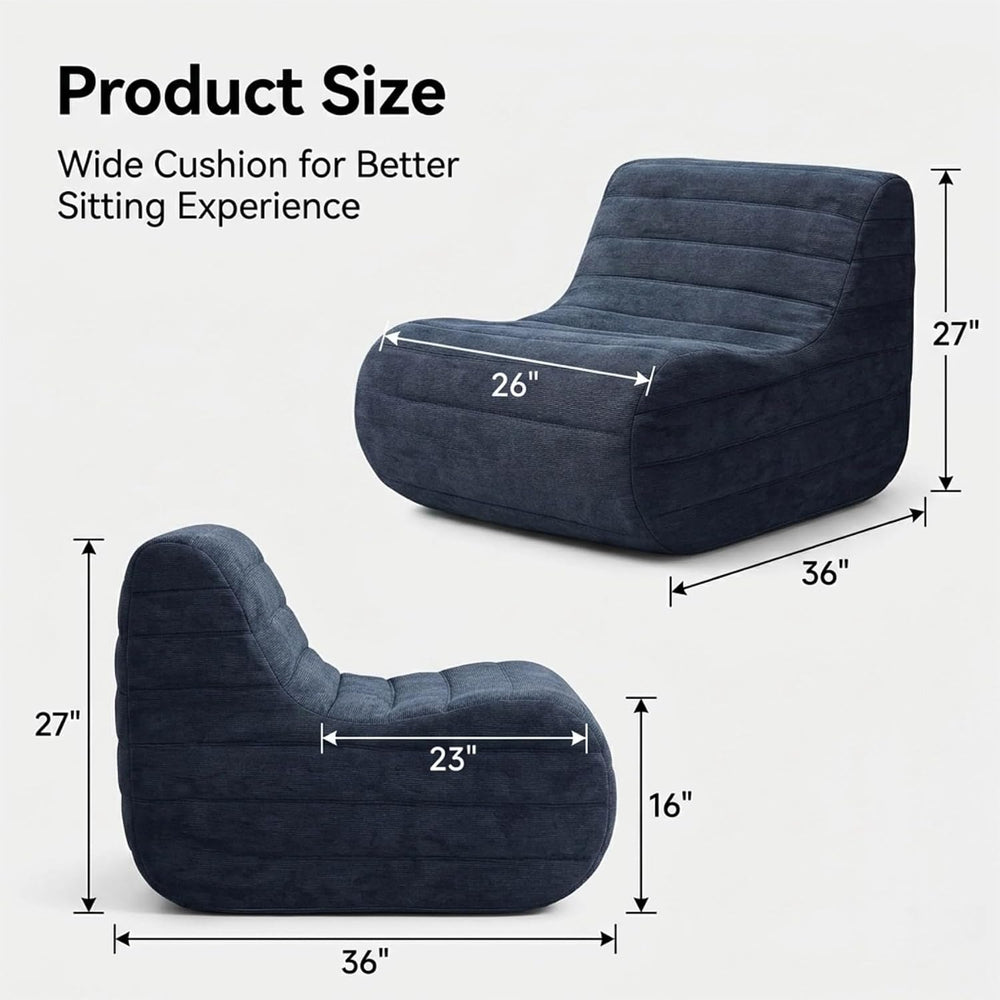 Memory Foam Bean Bag Chair, Gray | Compact Lazy Sofa Sack & Floor Couch, ...
